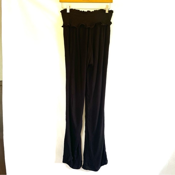 Raisins Loose Beach Day Pants Summer Pull-on Swimsuit Cover Up Black Wide Leg M - Picture 4 of 11